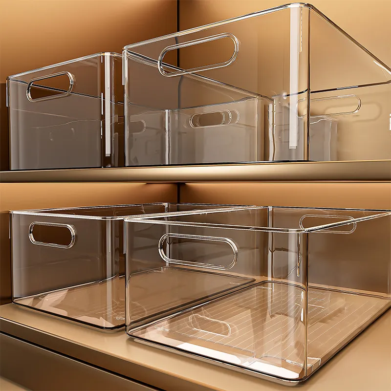 Transparent Acrylic Storage Rack Box for Desktop Sundries Snacks - Rectangular Plastic Organizer Basket for Home and Office thumbnail 1