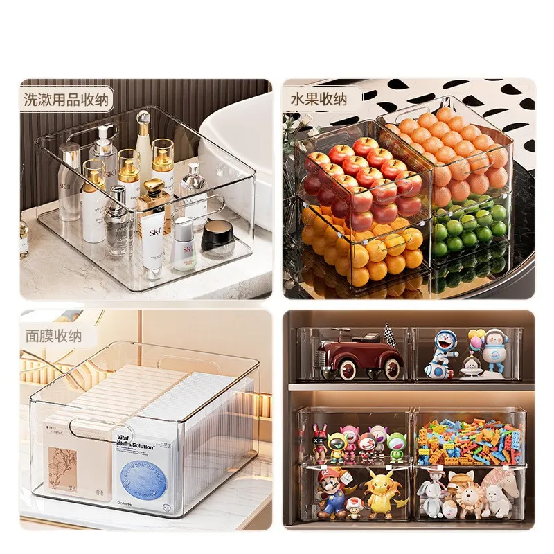 Transparent Acrylic Storage Rack Box for Desktop Sundries Snacks - Rectangular Plastic Organizer Basket for Home and Office thumbnail 5