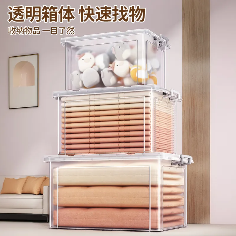 Clear Plastic Storage Box Organizer Container for Home Wardrobe Clothes Toys Snacks Large Capacity Stackable Durable - Image 4