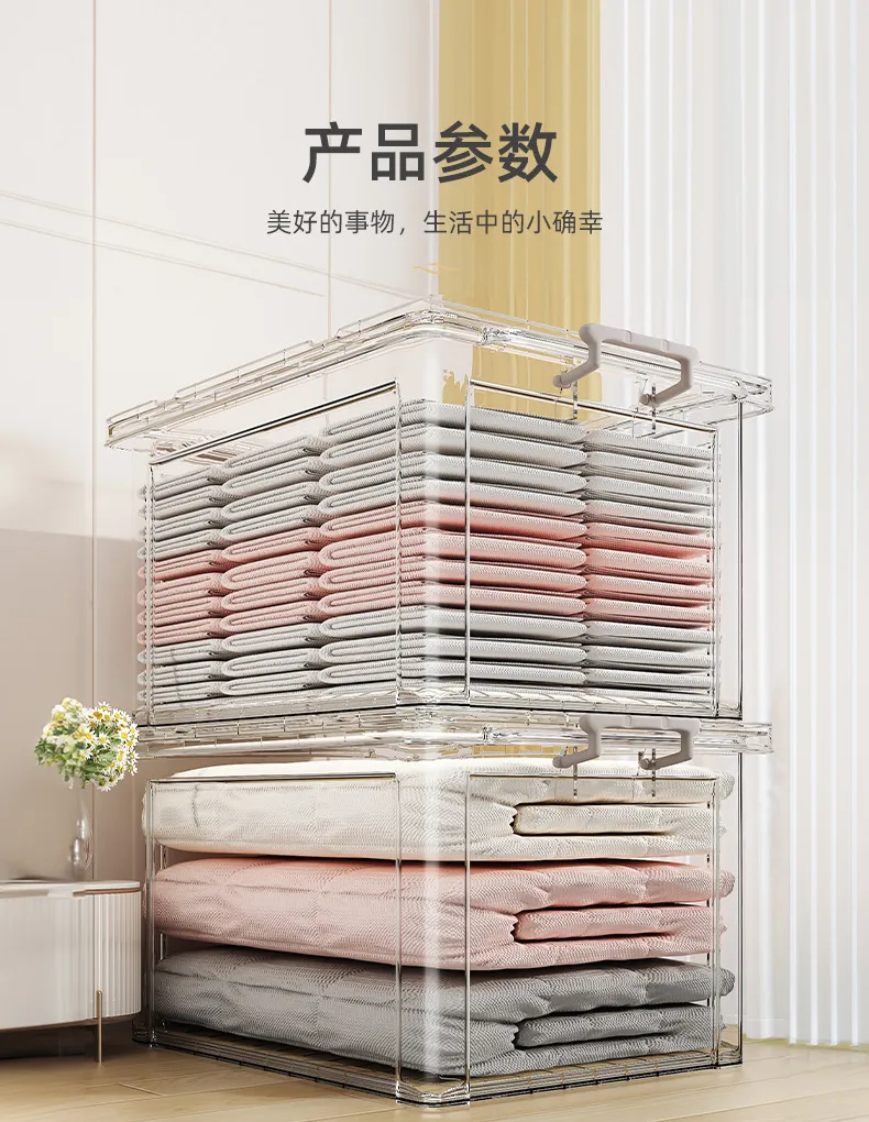 Clear Plastic Storage Box Organizer Container for Home Wardrobe Clothes Toys Snacks Large Capacity Stackable Durable showcase 16