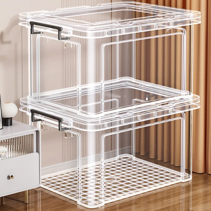 Clear Plastic Storage Box Organizer Container for Home Wardrobe Clothes Toys Snacks Large Capacity Stackable Durable - Image 1