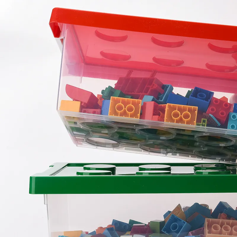Large Transparent Kindergarten Toy Storage Box with Lid, Ideal for Building Blocks and Lego Storage, Durable Plastic Organizer for Kids' Playroom thumbnail 4