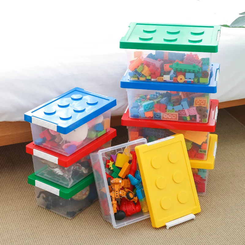 Large Transparent Kindergarten Toy Storage Box with Lid, Ideal for Building Blocks and Lego Storage, Durable Plastic Organizer for Kids' Playroom thumbnail 1