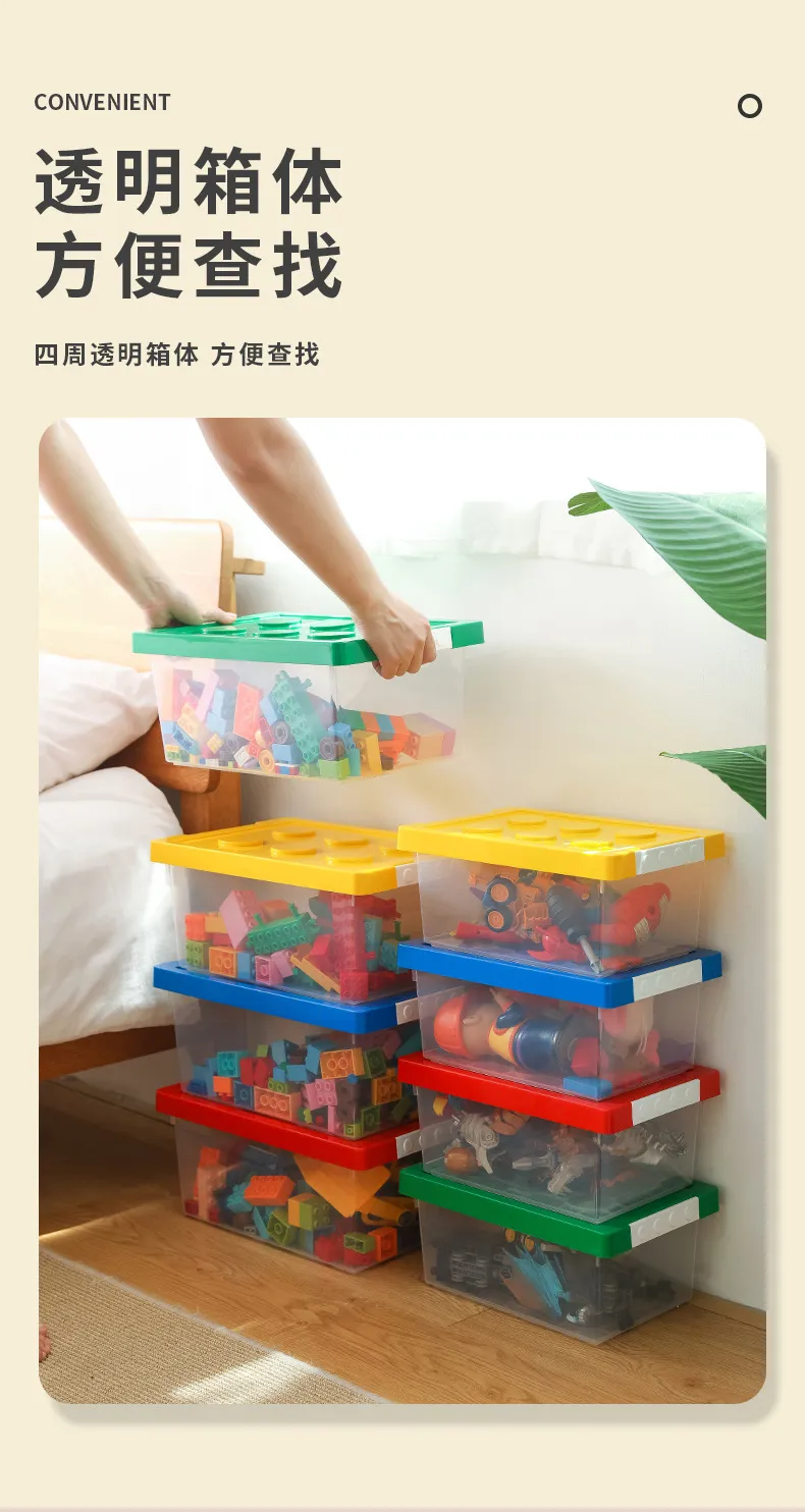 Large Transparent Kindergarten Toy Storage Box with Lid, Ideal for Building Blocks and Lego Storage, Durable Plastic Organizer for Kids' Playroom showcase 9