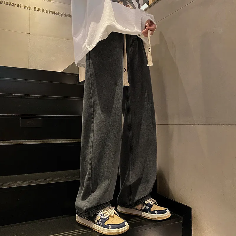 Men's Autumn Winter Loose Fit Straight Leg Wide Leg Jeans - American High Street Style Casual Trousers for Youth thumbnail 7