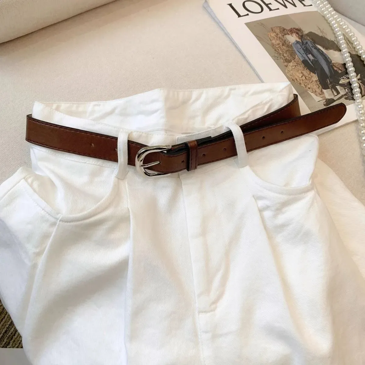 Women's White Wide-Leg Jeans 2026 - Korean Style Loose High-Waisted Straight Drapey Floor-Length Pants for Spring & Autumn showcase 4