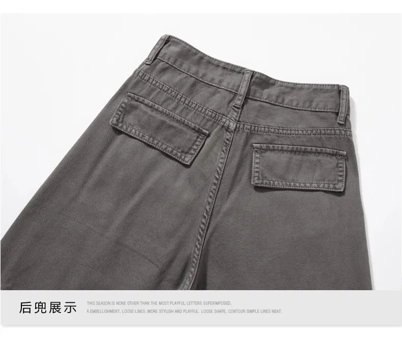 Women's Cement Gray Wide-Leg Cargo Pants Petite Straight-Leg Jeans - Slimming Casual Style 2026 showcase 17
