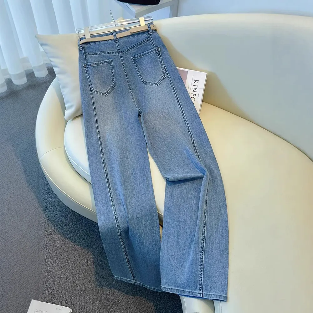 Women's Diamond Embellished Wide-Leg Jeans - Autumn/Winter 2025 Fashion, Loose Fit, Slimming Rhinestone Straight Leg Pants for Stylish Ladies - Image 3