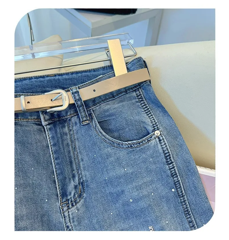 Women's Diamond Embellished Wide-Leg Jeans - Autumn/Winter 2025 Fashion, Loose Fit, Slimming Rhinestone Straight Leg Pants for Stylish Ladies showcase 13