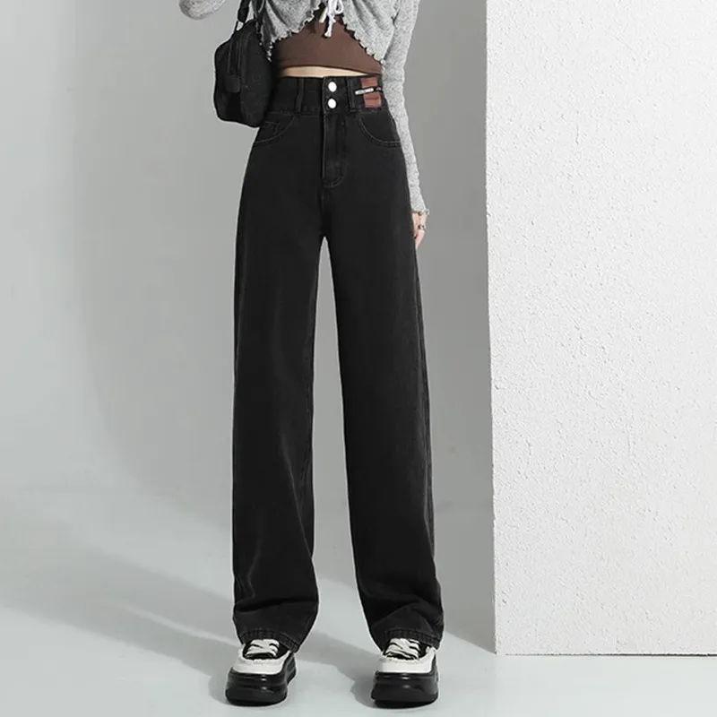 Women's High Waist Slimming Jeans Plus Size Chubby Girl Loose Straight Leg Pants - Spring 2025 Fashion thumbnail 6