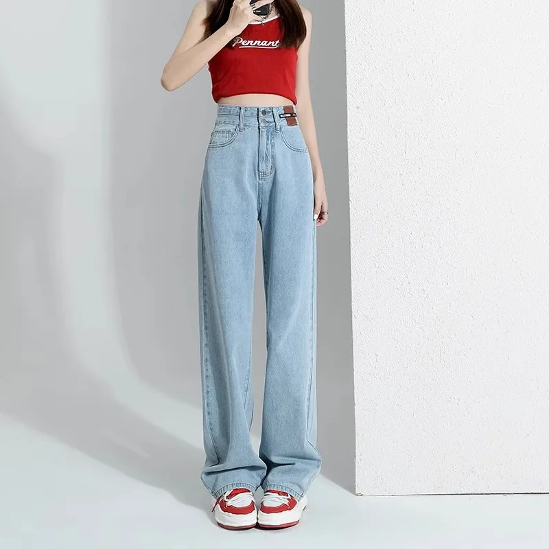 Women's High Waist Slimming Jeans Plus Size Chubby Girl Loose Straight Leg Pants - Spring 2025 Fashion thumbnail 7