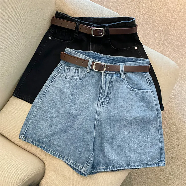 Women's High Waist Denim Shorts Summer Trendy Loose Wide Leg A-Thong Pants - Slimming Internet Popular All-Match Hot Style showcase 8