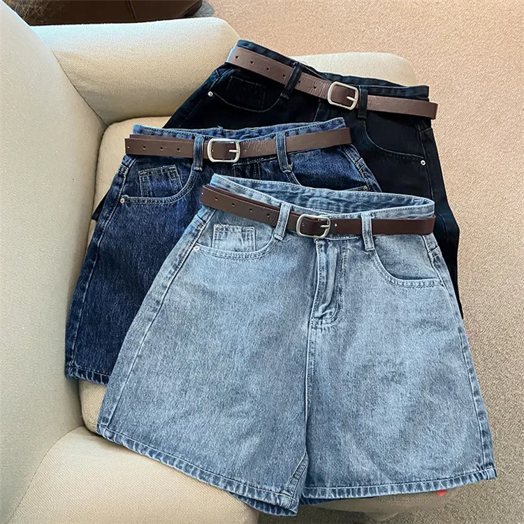 Women's High Waist Denim Shorts Summer Trendy Loose Wide Leg A-Thong Pants - Slimming Internet Popular All-Match Hot Style thumbnail 1