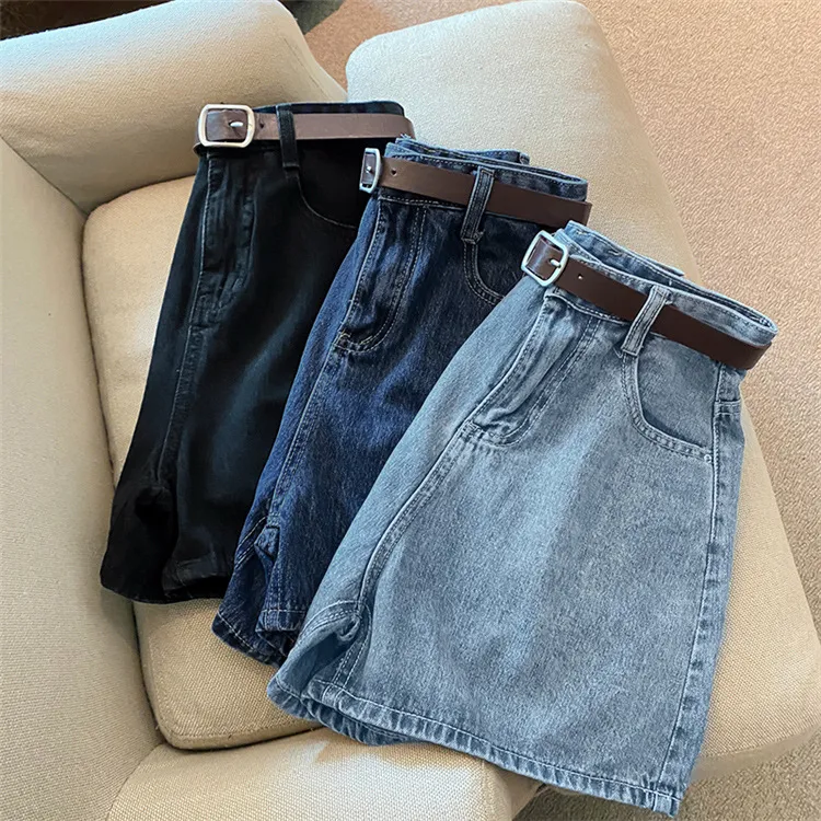 Women's High Waist Denim Shorts Summer Trendy Loose Wide Leg A-Thong Pants - Slimming Internet Popular All-Match Hot Style thumbnail 4