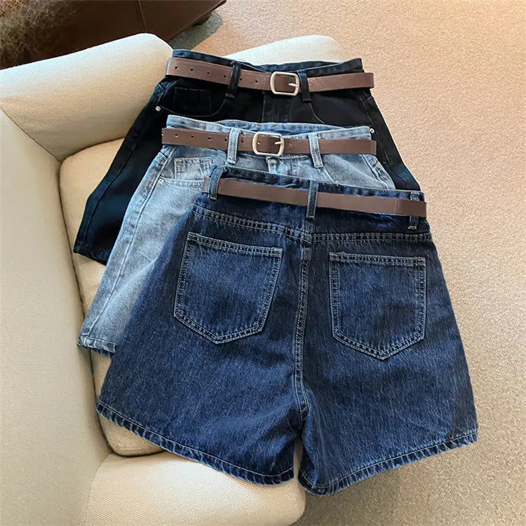 Women's High Waist Denim Shorts Summer Trendy Loose Wide Leg A-Thong Pants - Slimming Internet Popular All-Match Hot Style showcase 4