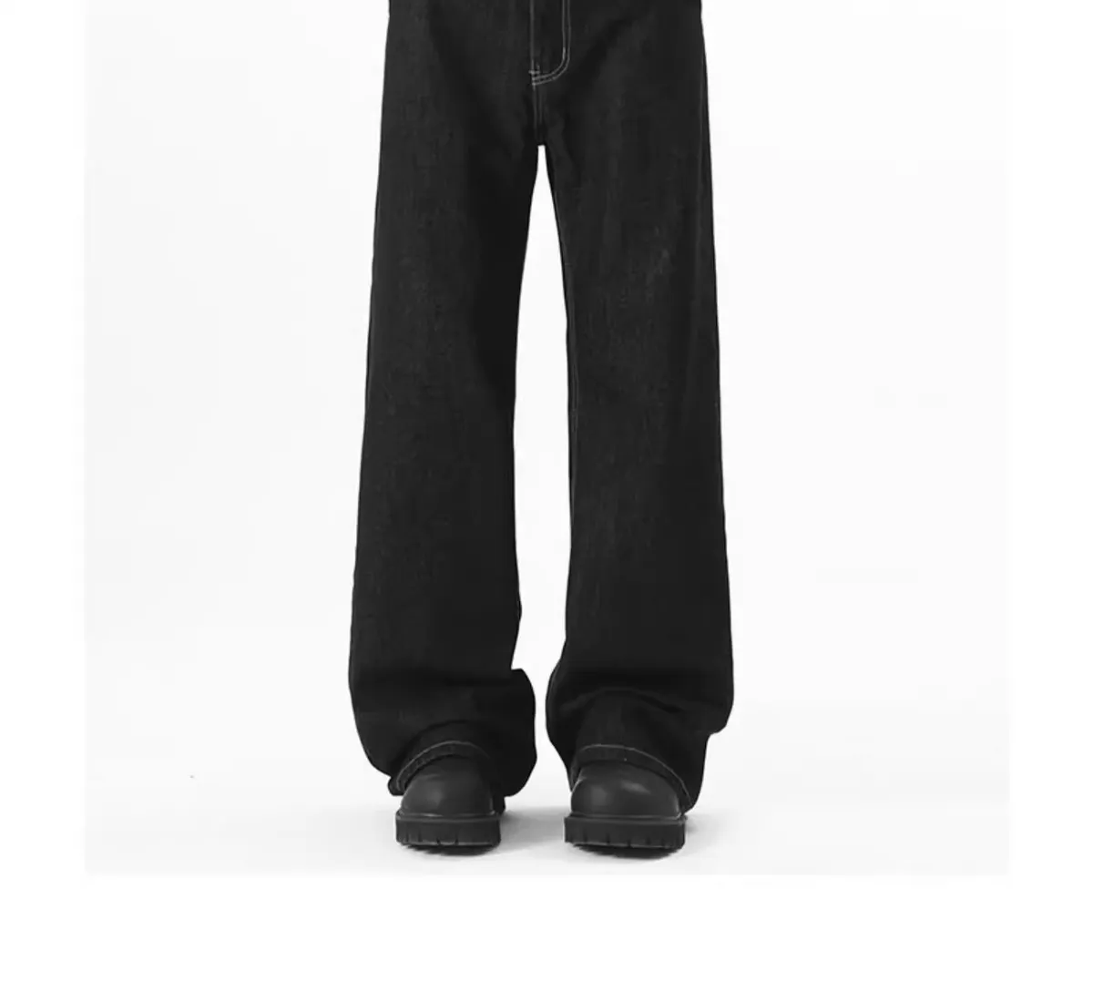 Men's Wide-Leg Denim Jeans - Autumn American High Street Style Loose Fit Washed Floor-Length Pants showcase 12