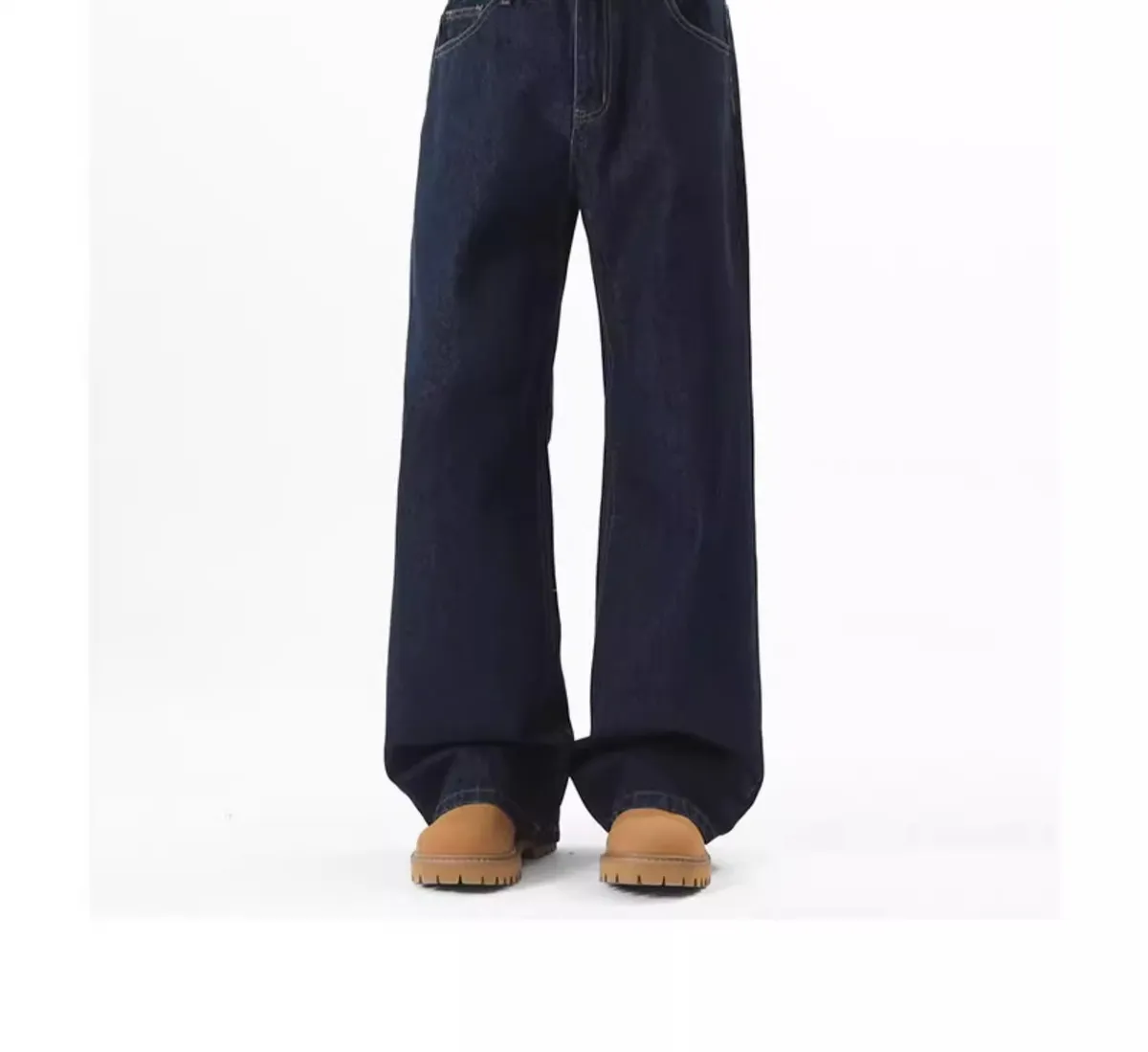 Men's Wide-Leg Denim Jeans - Autumn American High Street Style Loose Fit Washed Floor-Length Pants showcase 6