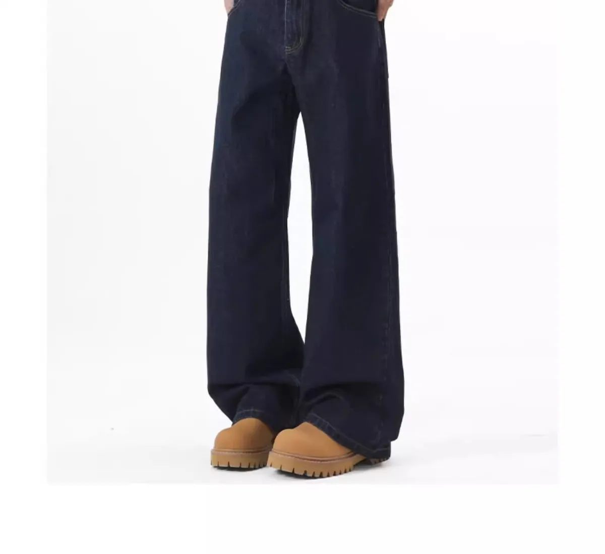 Men's Wide-Leg Denim Jeans - Autumn American High Street Style Loose Fit Washed Floor-Length Pants showcase 8