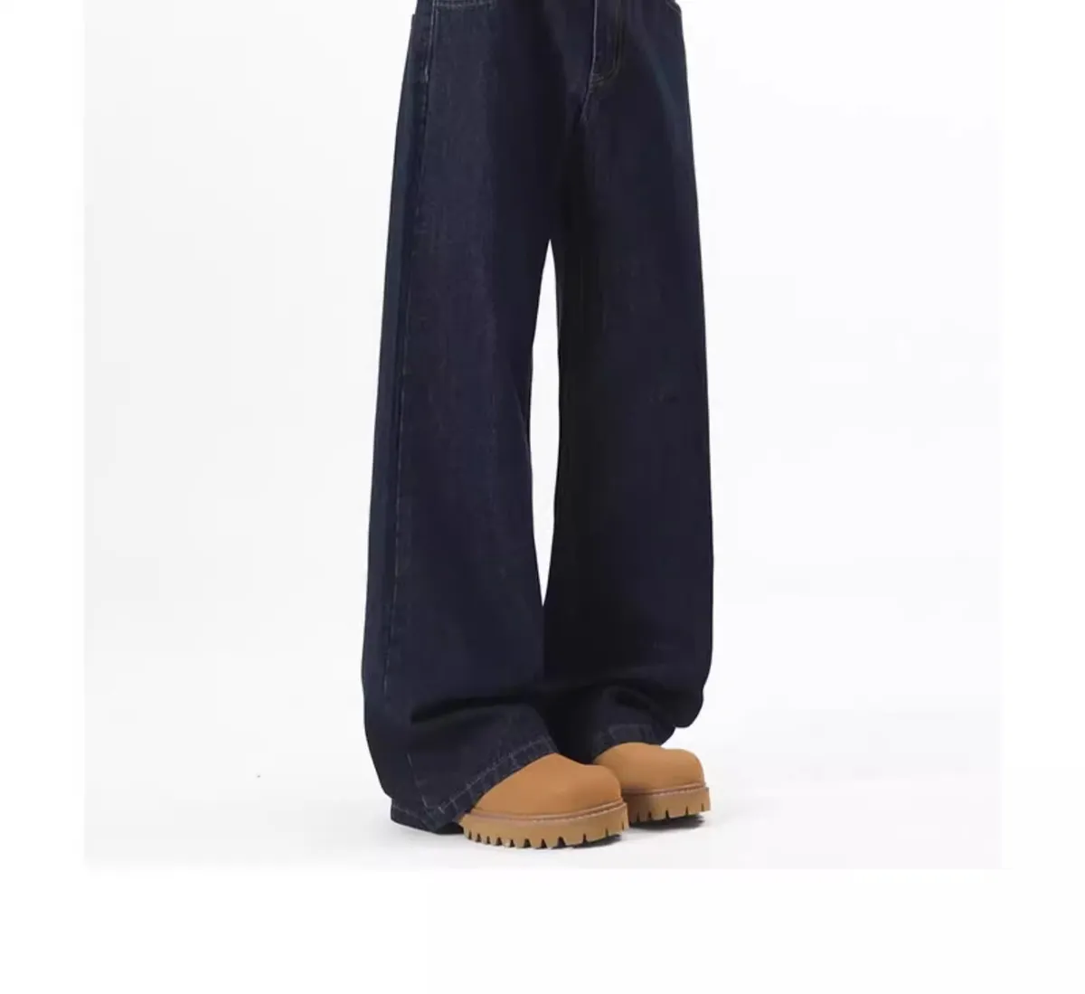 Men's Wide-Leg Denim Jeans - Autumn American High Street Style Loose Fit Washed Floor-Length Pants showcase 4