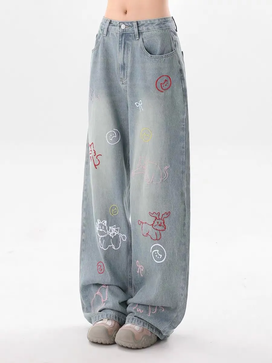 Women's High-Waisted Wide-Leg Jeans - Loose Fit Straight Leg Denim Pants for Autumn Fashion showcase 6