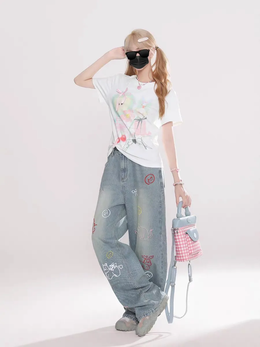Women's High-Waisted Wide-Leg Jeans - Loose Fit Straight Leg Denim Pants for Autumn Fashion showcase 7