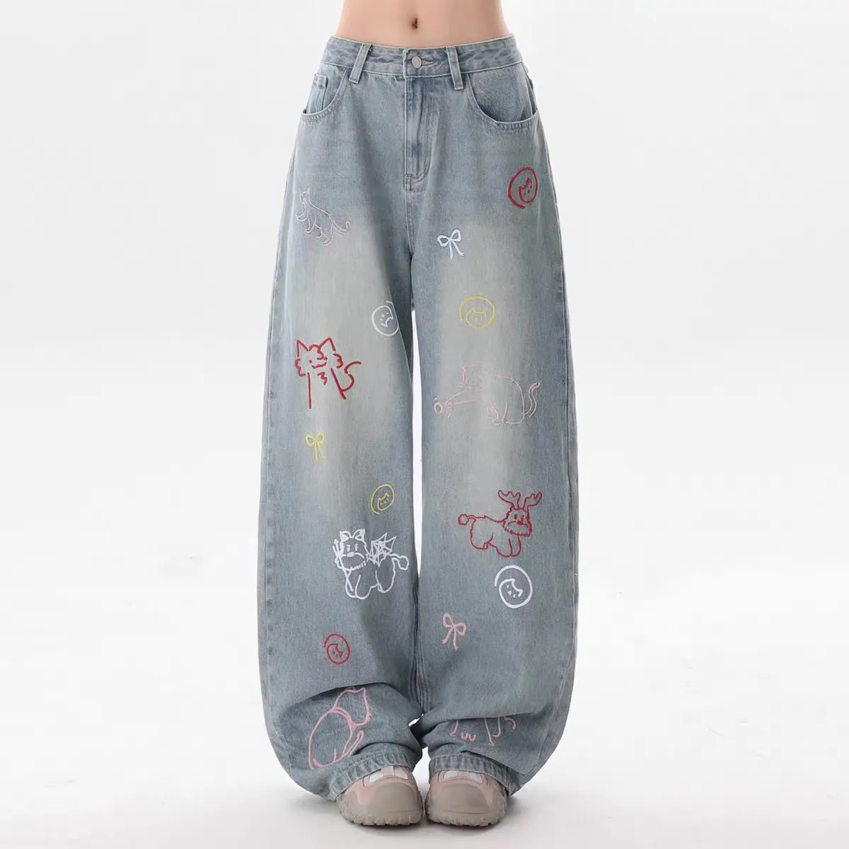 Women's High-Waisted Wide-Leg Jeans - Loose Fit Straight Leg Denim Pants for Autumn Fashion showcase 8