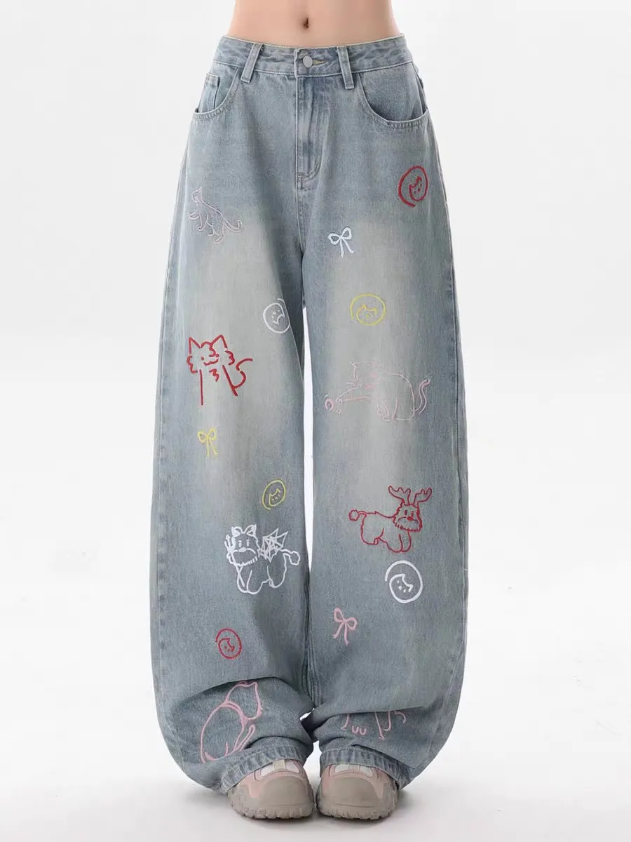 Women's High-Waisted Wide-Leg Jeans - Loose Fit Straight Leg Denim Pants for Autumn Fashion showcase 5