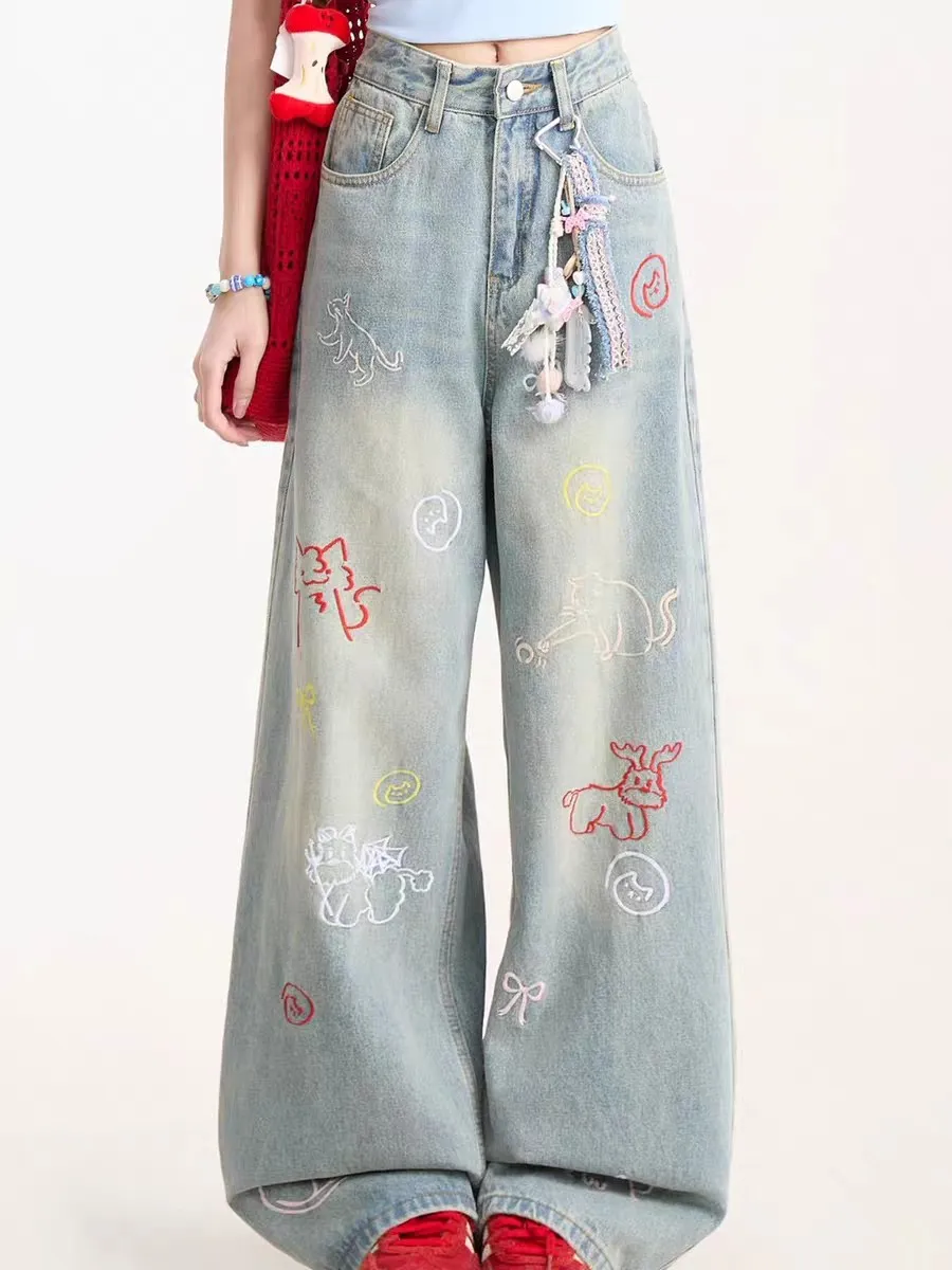 Women's High-Waisted Wide-Leg Jeans - Loose Fit Straight Leg Denim Pants for Autumn Fashion showcase 3