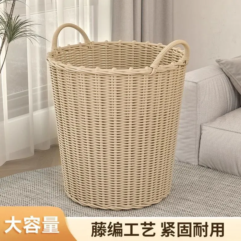 Large Capacity Woven Laundry Basket for Clothes Storage - Household Dirty Clothes Hamper with Handles, Ideal for Bathrooms and Bedrooms showcase 1
