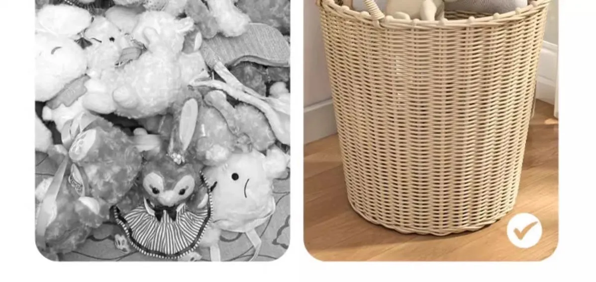 Large Capacity Woven Laundry Basket for Clothes Storage - Household Dirty Clothes Hamper with Handles, Ideal for Bathrooms and Bedrooms showcase 6