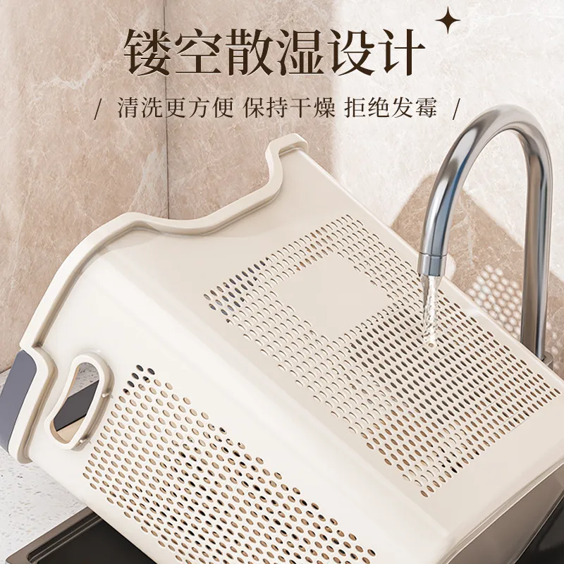Large Capacity Laundry Basket with Partition - Household Dirty Clothes Storage Bin for Bathroom & Toilet - Durable & Practical Clothes Organizer thumbnail 4