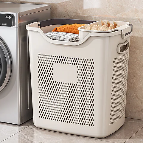Large Capacity Laundry Basket with Partition - Household Dirty Clothes Storage Bin for Bathroom & Toilet - Durable & Practical Clothes Organizer