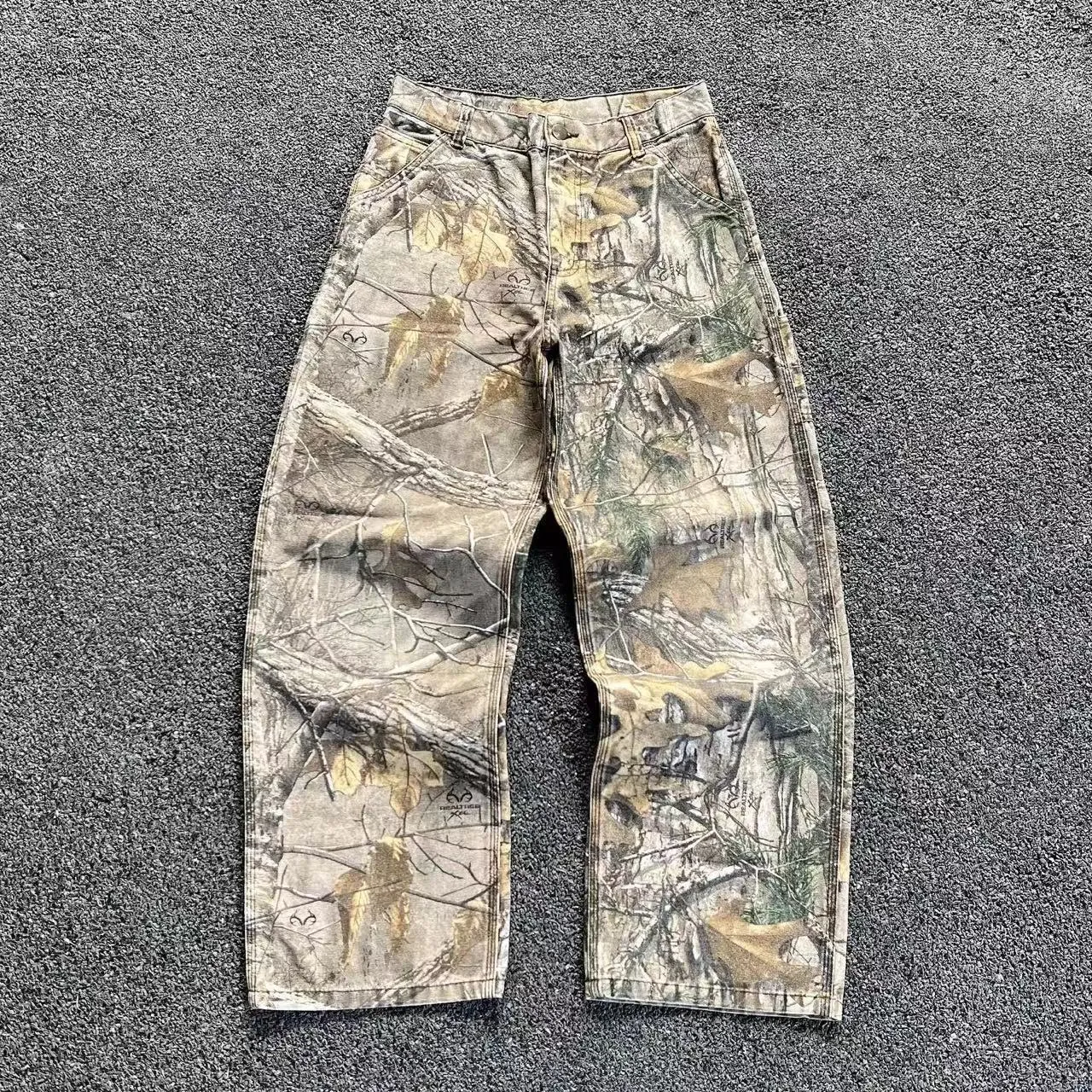 Men's Retro Leopard Print Wide Leg Jeans - Trendy High Street Loose Fit Straight Casual Long Pants for Streetwear thumbnail 4