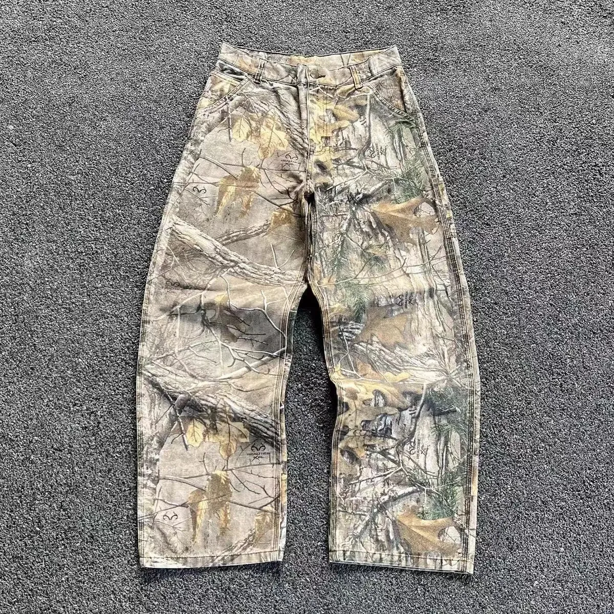 Men's Retro Leopard Print Wide Leg Jeans - Trendy High Street Loose Fit Straight Casual Long Pants for Streetwear showcase 15