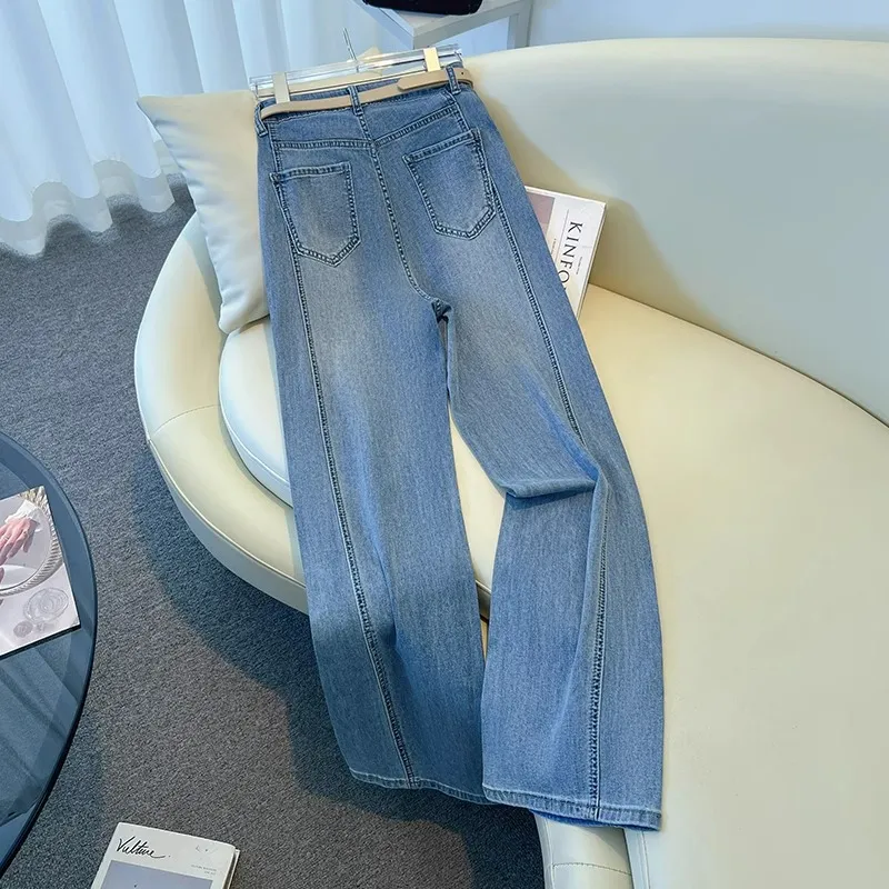 2026 New Women's Wide-Leg Jeans - Spring/Autumn Loose Fit Slimming Rhinestone Embellished Comfortable Drapey Straight-Leg Pants for Fashionable Style showcase 10