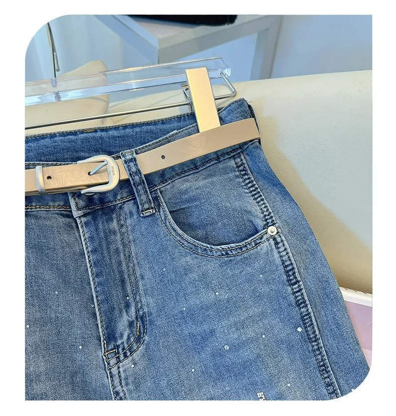 2026 New Women's Wide-Leg Jeans - Spring/Autumn Loose Fit Slimming Rhinestone Embellished Comfortable Drapey Straight-Leg Pants for Fashionable Style showcase 13
