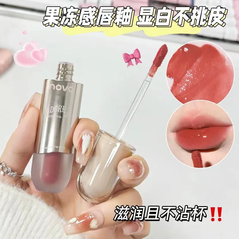 NOVO Bright Water Gloss Lip Glaze - Long-Lasting, Non-Sticky, Waterproof "Pure Desire" Finish for a Natural, Radiant Look thumbnail 2
