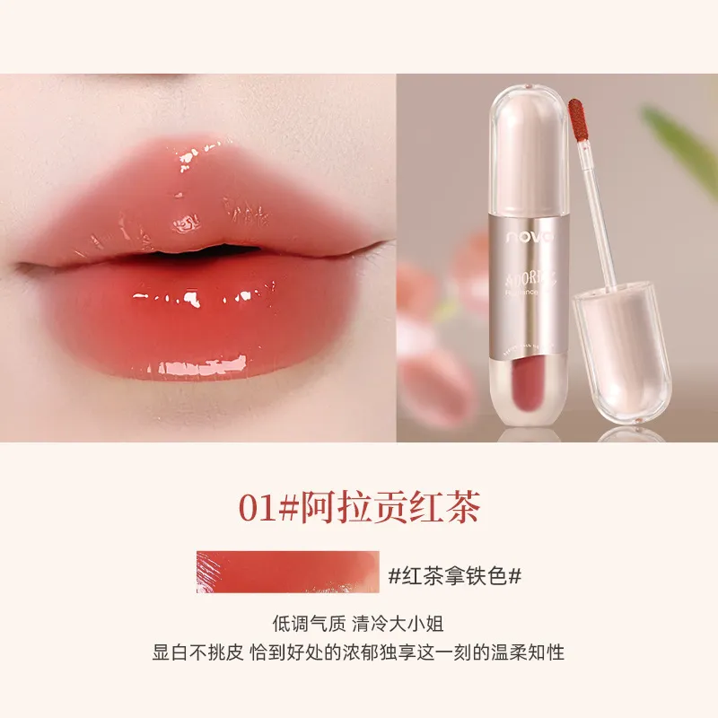 NOVO Bright Water Gloss Lip Glaze - Long-Lasting, Non-Sticky, Waterproof "Pure Desire" Finish for a Natural, Radiant Look thumbnail 7