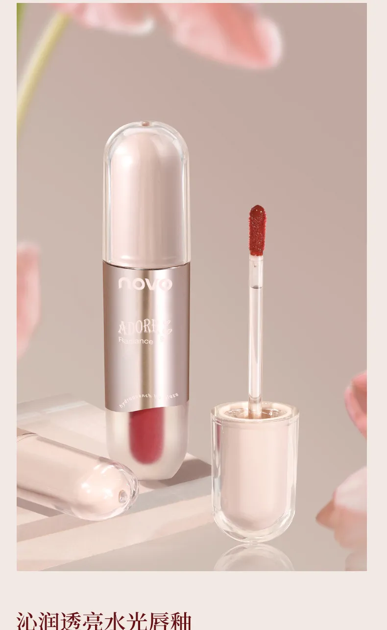 NOVO Bright Water Gloss Lip Glaze - Long-Lasting, Non-Sticky, Waterproof "Pure Desire" Finish for a Natural, Radiant Look showcase 15