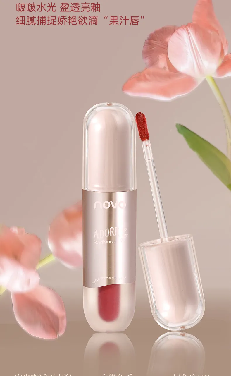 NOVO Bright Water Gloss Lip Glaze - Long-Lasting, Non-Sticky, Waterproof "Pure Desire" Finish for a Natural, Radiant Look showcase 6