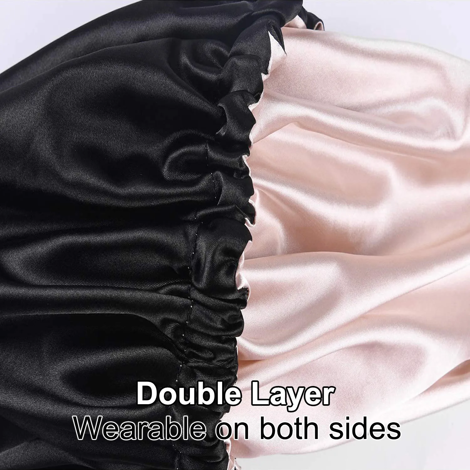 Adjustable Double-Layer Satin Nightcap for Women - Soft Imitation Silk Hair Care Sleep Cap for Protecting Hair and Maintaining Hairstyles thumbnail 4