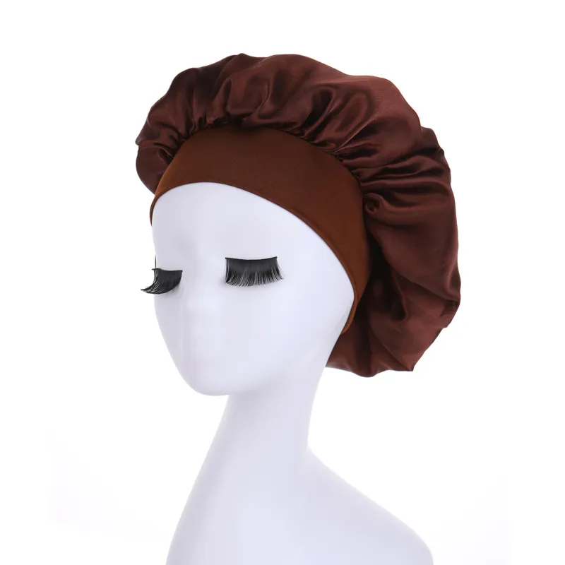 Women's Satin Bonnets Sleep Cap Wide Brim Nightcap for Hair Care Beauty Salon & Chemotherapy Patients showcase 13