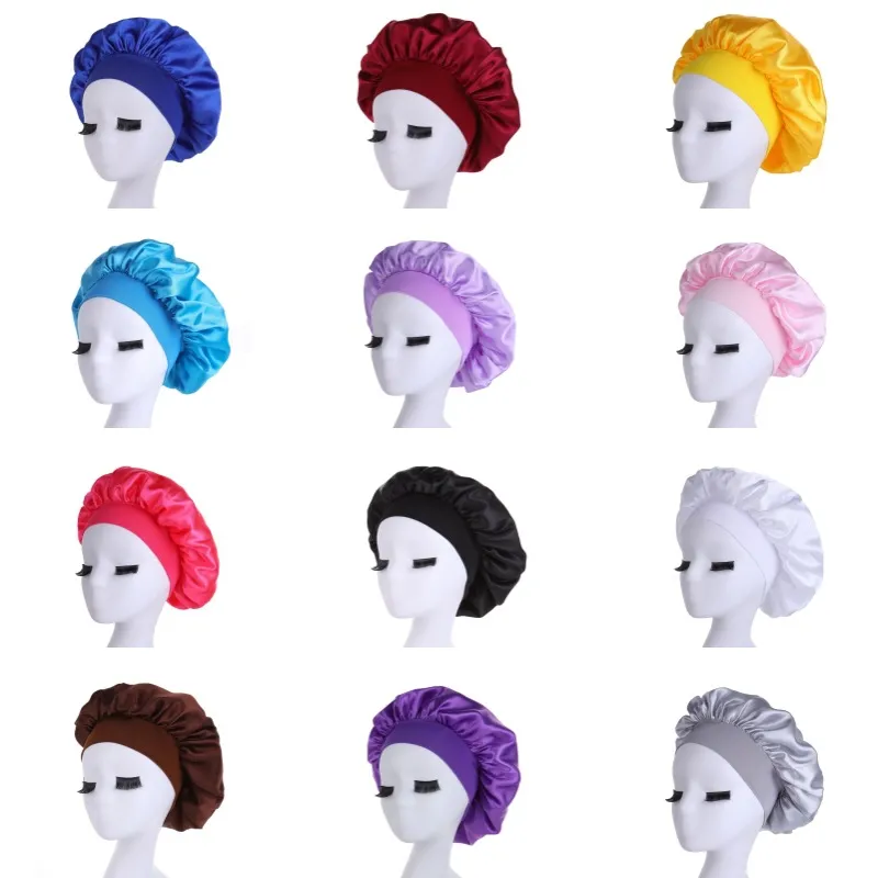 Women's Satin Bonnets Sleep Cap Wide Brim Nightcap for Hair Care Beauty Salon & Chemotherapy Patients - Image 3