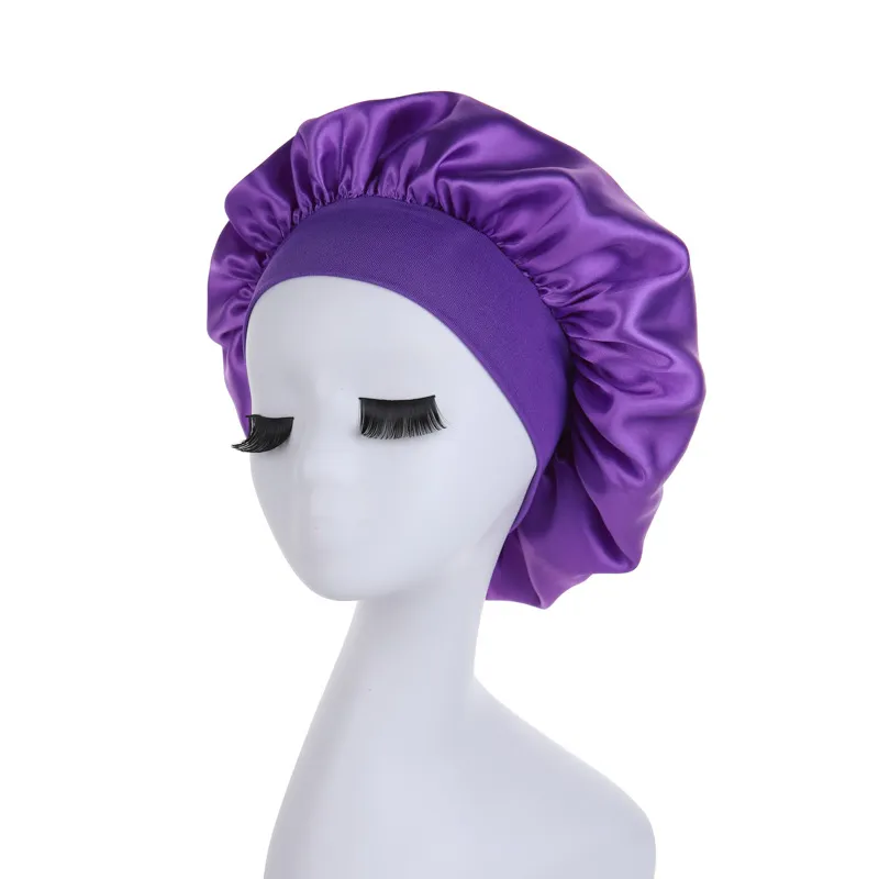 Women's Satin Bonnets Sleep Cap Wide Brim Nightcap for Hair Care Beauty Salon & Chemotherapy Patients showcase 11