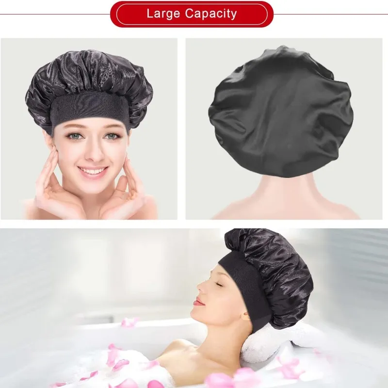 Women's Satin Bonnets Sleep Cap Wide Brim Nightcap for Hair Care Beauty Salon & Chemotherapy Patients showcase 7