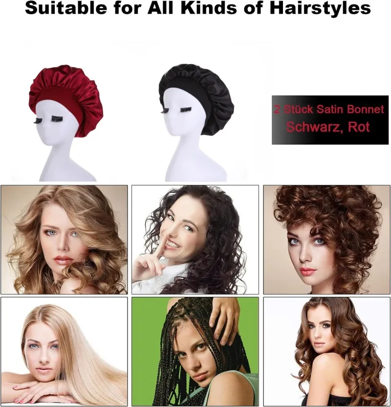 Women's Satin Bonnets Sleep Cap Wide Brim Nightcap for Hair Care Beauty Salon & Chemotherapy Patients showcase 3