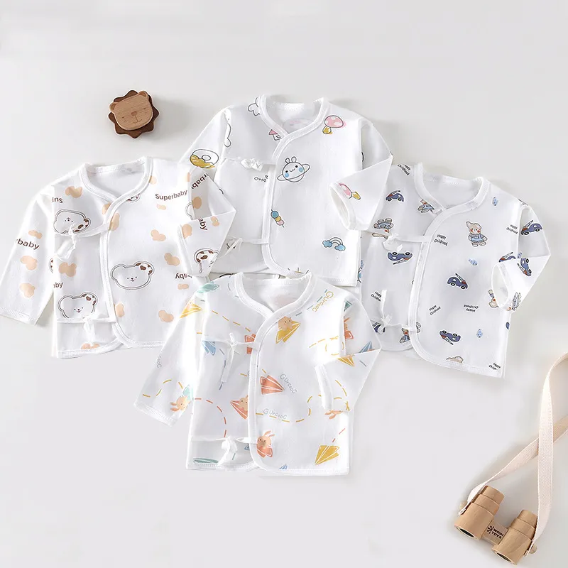 Newborn Baby Lace-Up Top & Undercoat Set - 0-3 Months Infant Underwear Clothes for Boys & Girls thumbnail 3