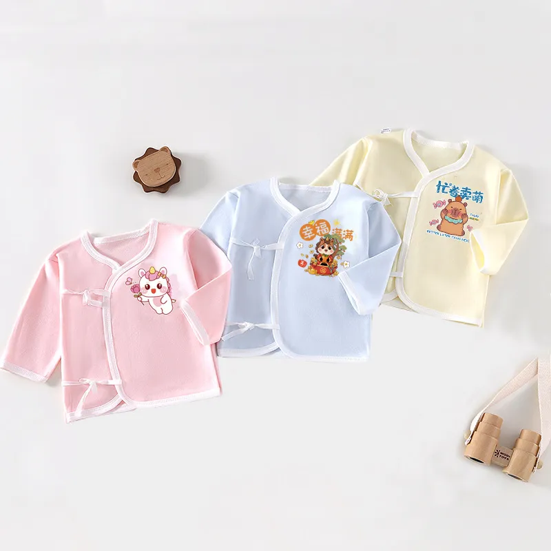 Newborn Baby Lace-Up Top & Undercoat Set - 0-3 Months Infant Underwear Clothes for Boys & Girls thumbnail 2