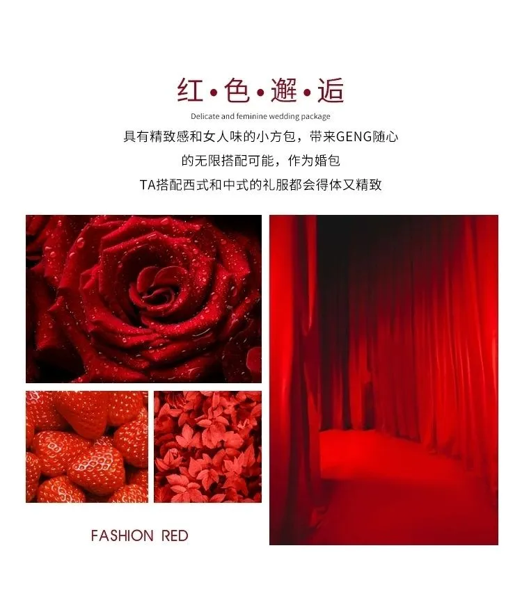 2025 New Retro Red Houndstooth Handbag for Women, Luxury Velvet Wedding Purse, Chic Top-Handle Bag, Elegant Evening Clutch, Fashionable Crossbody showcase 6