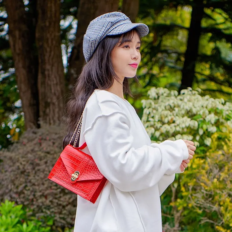 2024 Korean Fashion Versatile Women's Small Square Bag with Lock Chain, Shoulder Crossbody Handbag, Multiple Colors Available thumbnail 10
